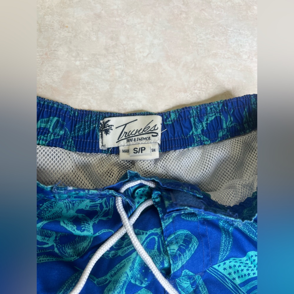 Boys Tropical Blue Swim Trunks